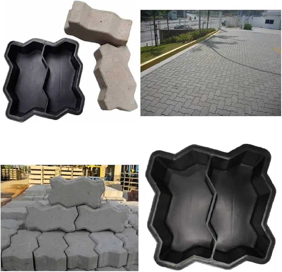 Kit 10 Forma De Bloquete 24x10x6cm Paver 16 Lados Molde Bloco De Concreto
