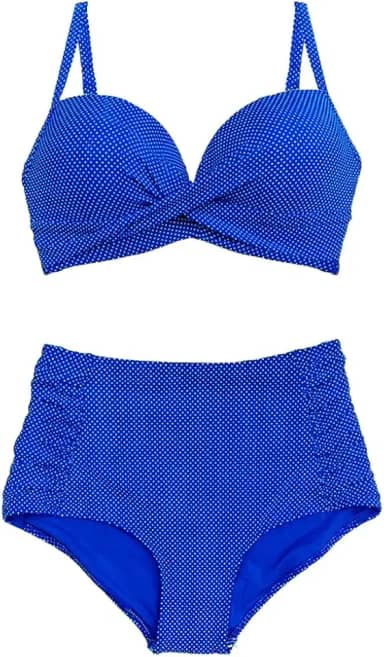 Biquíni Plus Size com Bojo Estampado Calcinha Modeladora Disfarça Barriga Cores Variadas BIQ 3306 (BR, Numérico, 50, Plus Size, Azul)