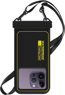Bolsa de telefone à prova d'água flutuante, capa de telefone IP68 à prova d'água para iPhone 16 Pro 15 14 13 12 11 Pro Max Samsung Google, bolsa seca com cordão ajustável, até 6,7 polegadas preta