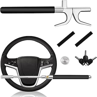 Dachenus Trava de volante, trava de volante retrátil universal para carro, veículo com proteção antifurto ajustável com martelo de segurança bônus - adequado para todos os carros, presentes de Dia dos