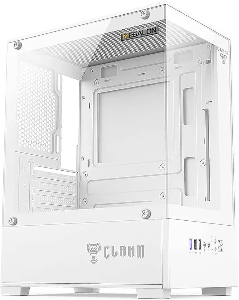 Gabinete Branco Gamer Mini Tower Lateral de Vidro 290x190x375mm Clanm Snow Megalon