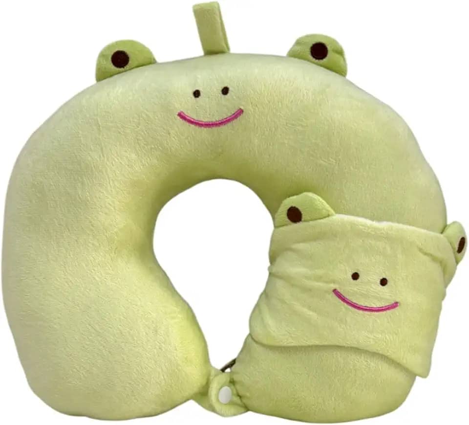 Almofada Travesseiro Descanso de Pescoço Viagem + Máscara de Dormir Tapa Olho (Verde)