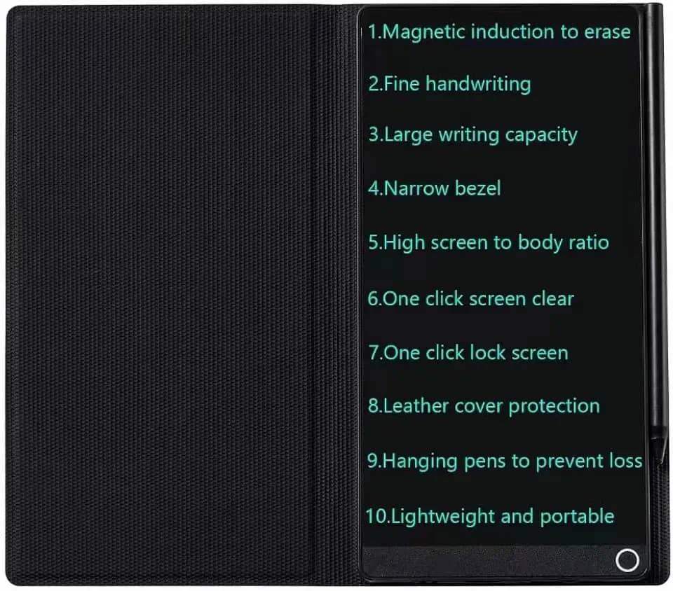 Mini tablet de escrita LCD atualizado, blocos de desenho eletrônicos reutilizáveis apagáveis de 16,5 cm, bloco de raspadinha eletrônica, canetas penduradas com estojo de couro