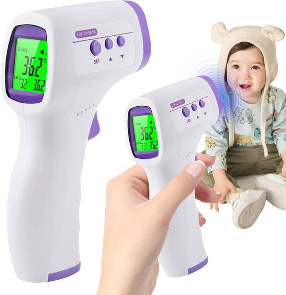 Termômetro Digital Infravermelho 3 em 1 Premium Sem Contato – Alta Precisão para Testa, Corpo, Líquidos e Alimentos, com Tela LCD e Alerta de Febre