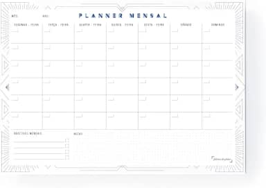 Bloco Planner Mensal Art Déco 50 folhas tamanho A4