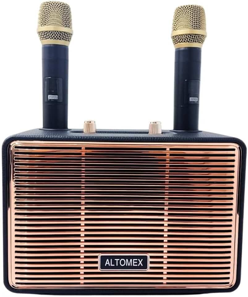 Caixa de Som Karaokê Bluetooth sem Fio com 2 Microfones, 100W PMPO, 20W Potência, Bateria 3600mAh, Função TF USB FM AUX TWS, Alto-falante 105mm