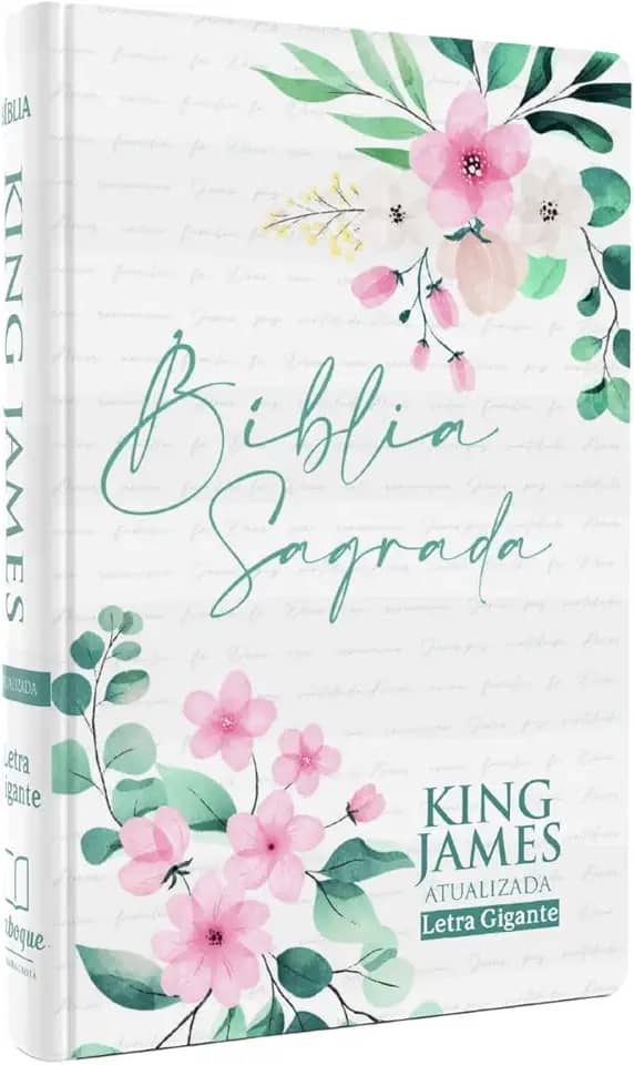 Bíblia Feminina Letra Gigante | King James | BKJ | Floral Branca | Capa Dura