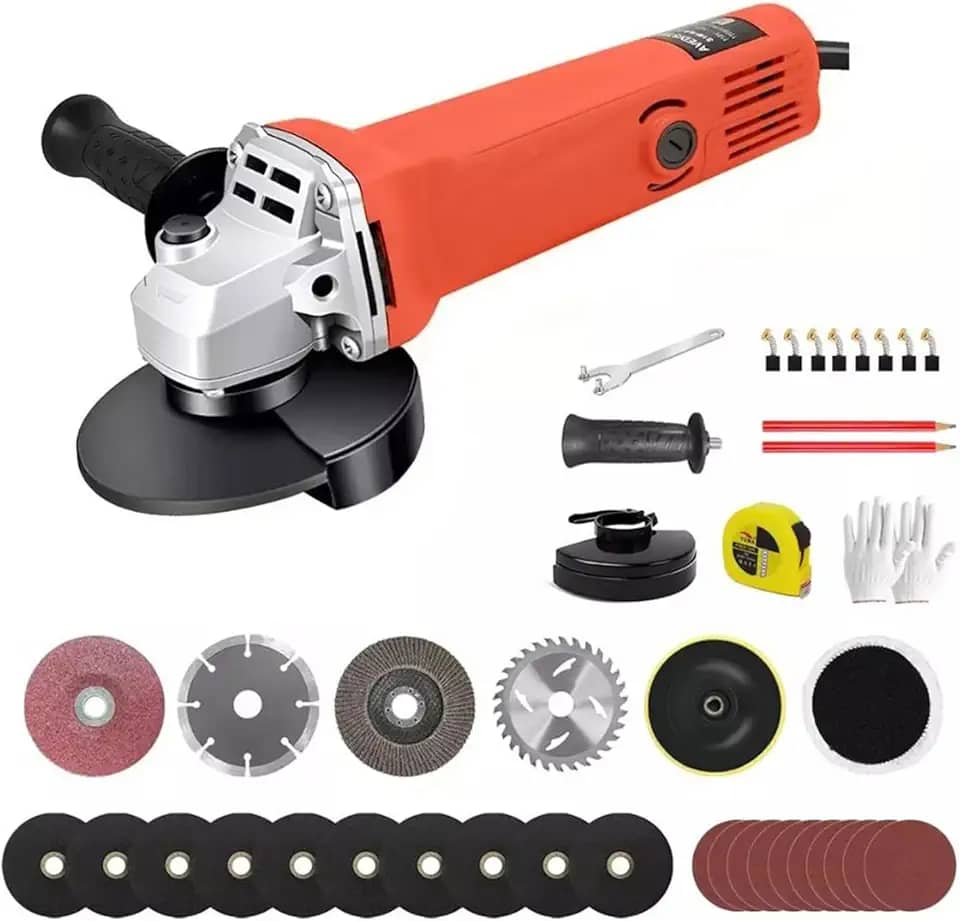 Esmerilhadeira Angular,Potente e Versátil,Esmerilhadeira Lixadeira Angular Profissional Disco Corte Desbaste 860W 11000rpm 115mm com Empunhadura Auxiliar,para Trabalhos de Corte e Desbaste
