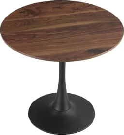 HYYTEIBL Mesa de jantar de tulipa redonda de 59,4 cm para 2 a 4 pessoas com tampo de nogueira e base de pedestal de metal preto, mesa pequena moderna de meados do século para cozinha, sala de estar