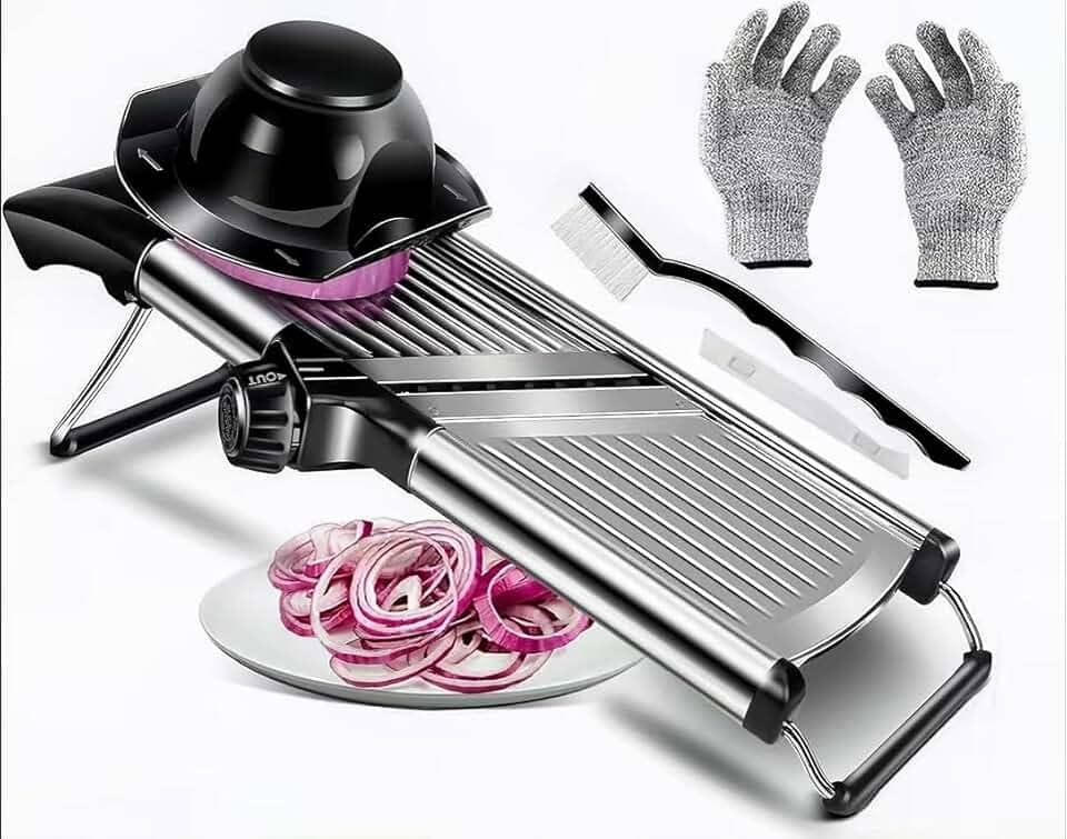 Mandolin, Mandoline Profissional, Fatiador de Legumes, Mandoline, 12 * 40 * 12CM, Pode Ser Cortado e Triturado Mandolim, Disponível Em Quatro Espessuras Ajustáveis Fatiador de Legumes