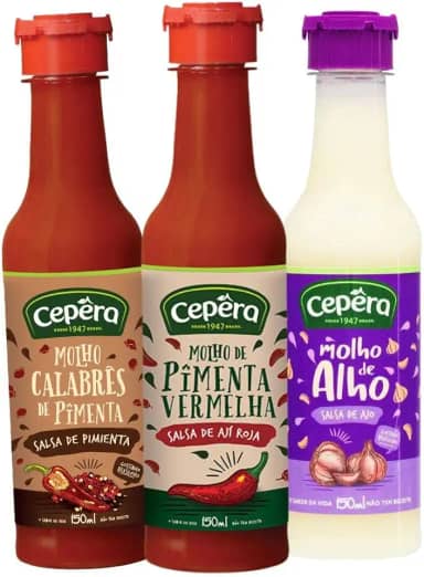 Molho de Pim Vermelha, Pim Calabresa e Alho - Kit 3 de cada