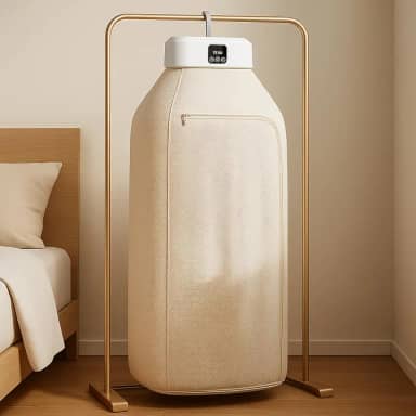 Secador De Roupas Premium Portátil Dobrável 220V, 600W, Com Temporizador, 2 Níveis De Aquecimento, Tela Touch, Antibacteriano, Silencioso E Compacto, Marca VARENZIA