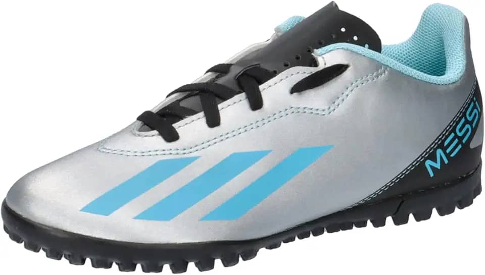 Chuteira Adidas X Crazyfast Messi.4 TF Infantil Original (Silver Met Bliss Blue Core Black, BR, Criança de 4 a 8 anos, Numérico, 26)