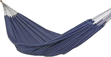 Rede de Dormir e Descanso Casal Pérola 100% Algodão Jaguaruana. (Azul e Branco)