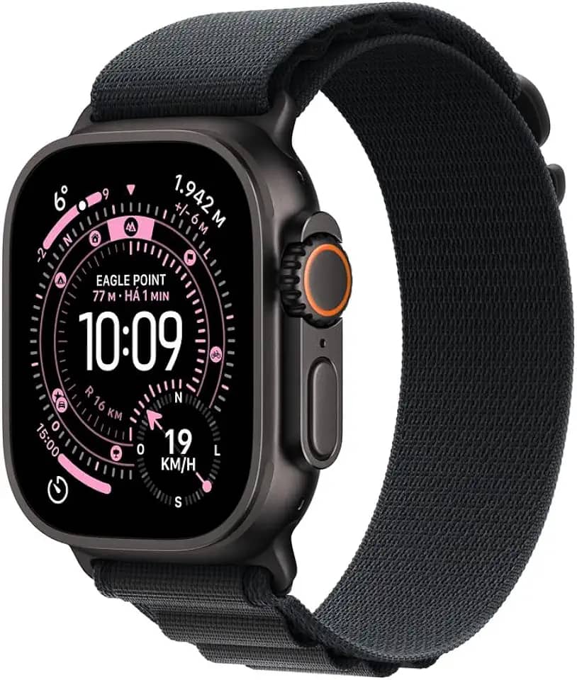 Apple Watch Ultra 3 GPS + Cellular, Caixa em titânio preto de 49 mm com Loop Alpine preta ‑ M