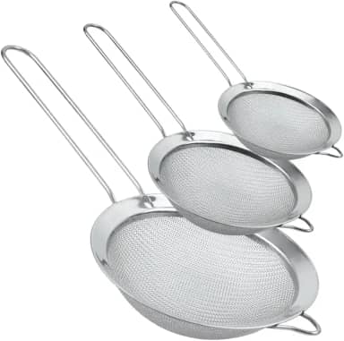 Kit 3 Peneiras Inox 10,14,18cm P/Coar Farinha Sucos e Líquidos