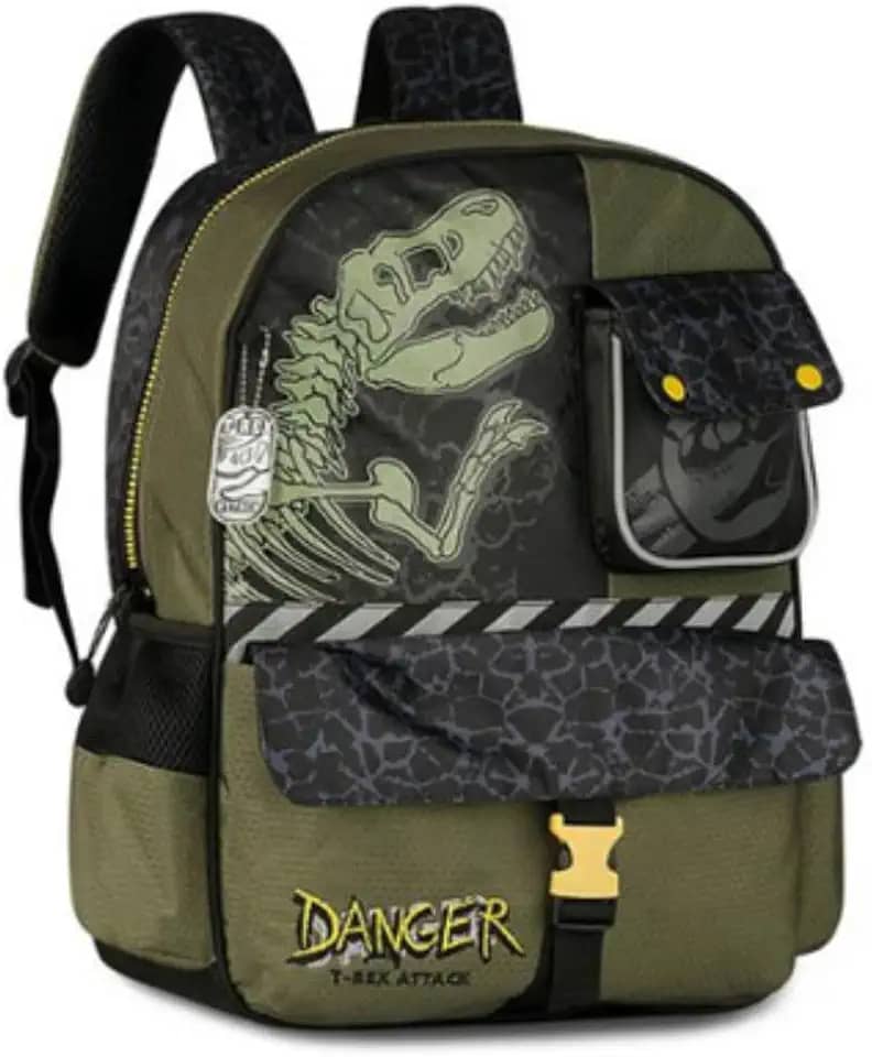 Mochila De Costas T-rex Dinossauro Infantil Escolar Meninos
