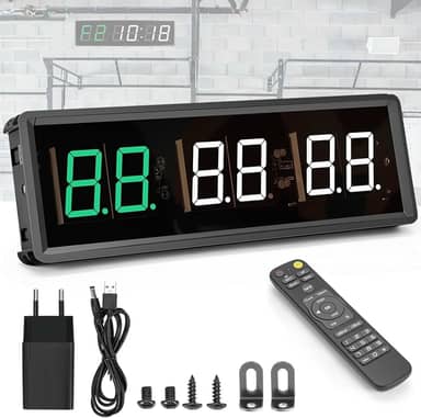 27 * 9.5cm, Relógio de Ginástica Portátil Pequeno, Temporizador de Treino para Ginástica, Relógio de Ginástica de Grande para Exercícios, Intervalo de LED para Contagem Regressiva