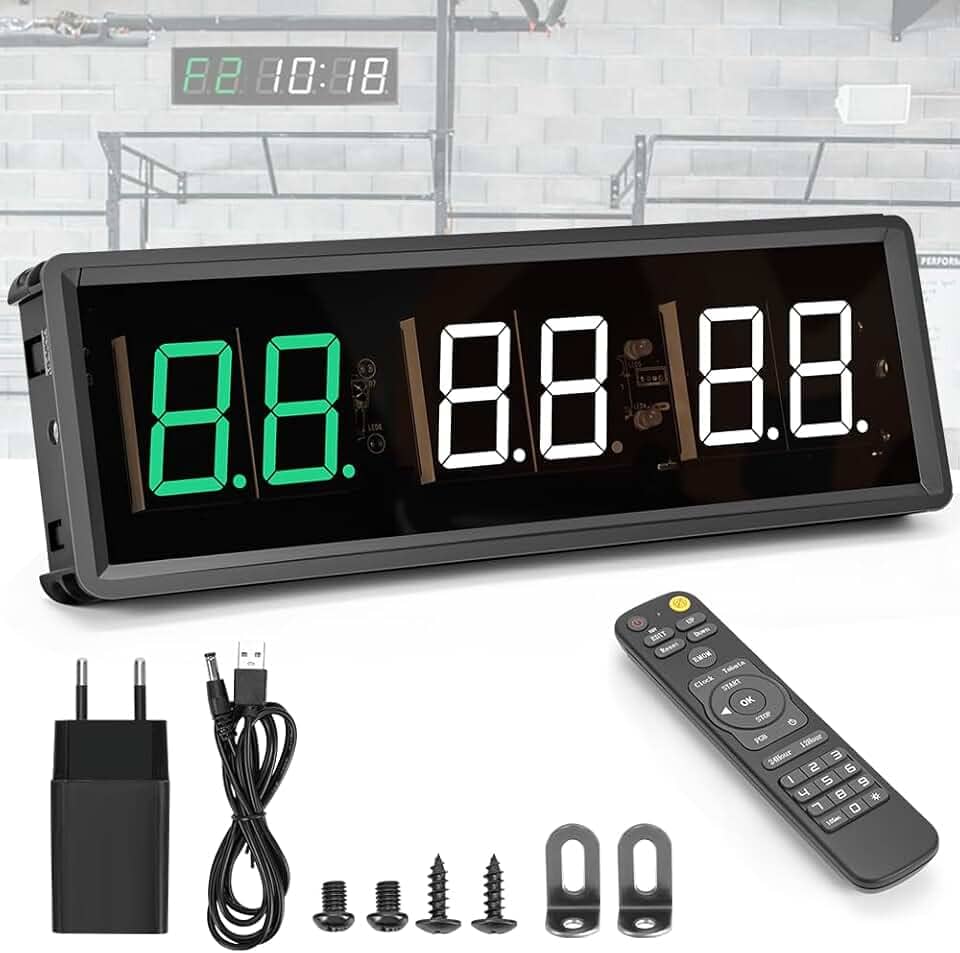 27 * 9.5cm, Relógio de Ginástica Portátil Pequeno, Temporizador de Treino para Ginástica, Relógio de Ginástica de Grande para Exercícios, Intervalo de LED para Contagem Regressiva