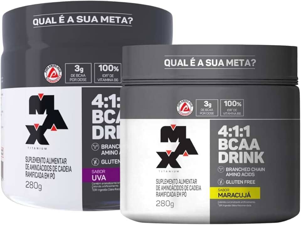 Kit 2x Bcaa Drink 4:1:1 Uva e Maracujá 280g Max Titanium