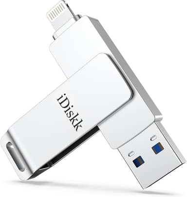 App*le Bastão de fotos certificado Mfi iDiskk 128 GB para armazenamento USB para iPhone Flash Drive iPhone Photo Saver Flashdrive Mac, iPad, PC Thumb Drive para fotos e vídeos Auto Backup Storage
