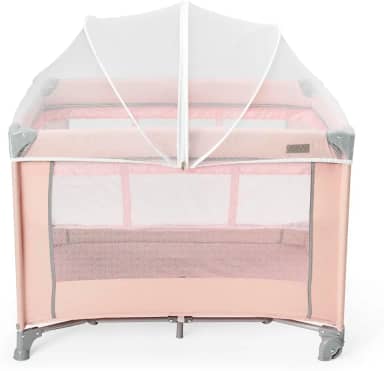 Berço Portátil Infantil Cercado 0-15kg Lazy MaxiBaby (Rosa)