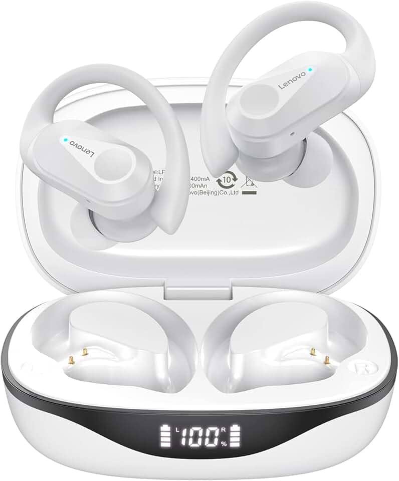 Lenovo LP75 Fone De Ouvido Sem Fio Bluetooth 5.3 Com Gancho Microfones TWS Esportivo HiFi Estéreo Bluetooth Sem Fio Impermeável Alta Fidelidade Cancelamento De Ruído