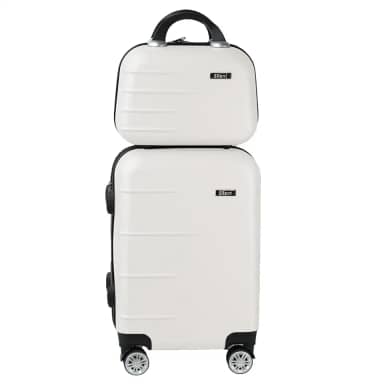 Kit Mala de Bordo Silent Ipanema + Frasqueira - Padrão ANAC | Rígida em ABS | 4 Rodas Duplas 360° | Cadeado Numérico Integrado | Leve e Resistente (Branco)