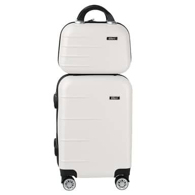 Kit Mala de Bordo Silent Ipanema + Frasqueira - Padrão ANAC | Rígida em ABS | 4 Rodas Duplas 360° | Cadeado Numérico Integrado | Leve e Resistente (Branco)