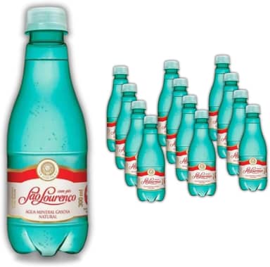 Pack 12 Água Mineral Natural com Gás São Lourenço | PET 300ml | Premium, Pura da Fonte, Bolhas Finas, Ideal para Drinks, Refeições Gourmet e Hidratação Sofisticada