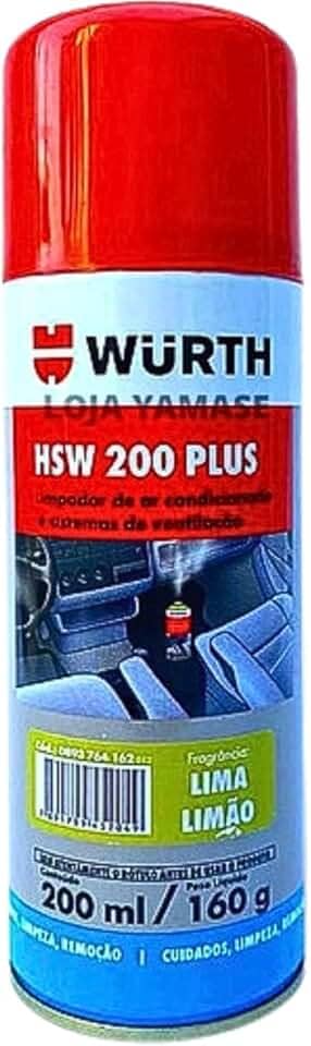 Produto para limpar o Ar Condicionado Automotivo Elimina Mal Odores HSW 200 PLUS Aroma Lima Limão Wurth