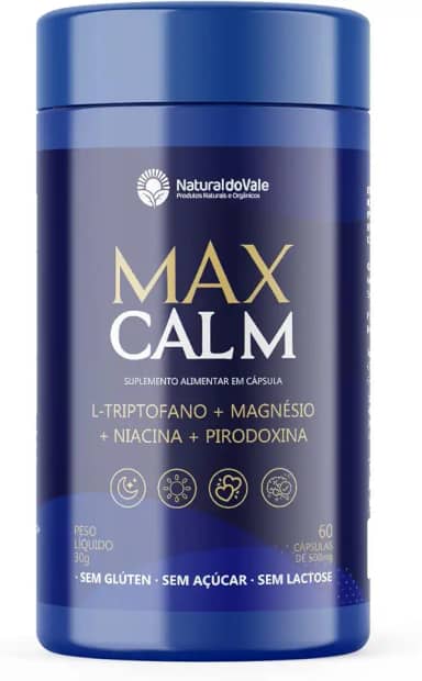 Max Calm L-Triptofano Magnésio Relax Foco Bem Estar 60 Cáps - Natural do Vale