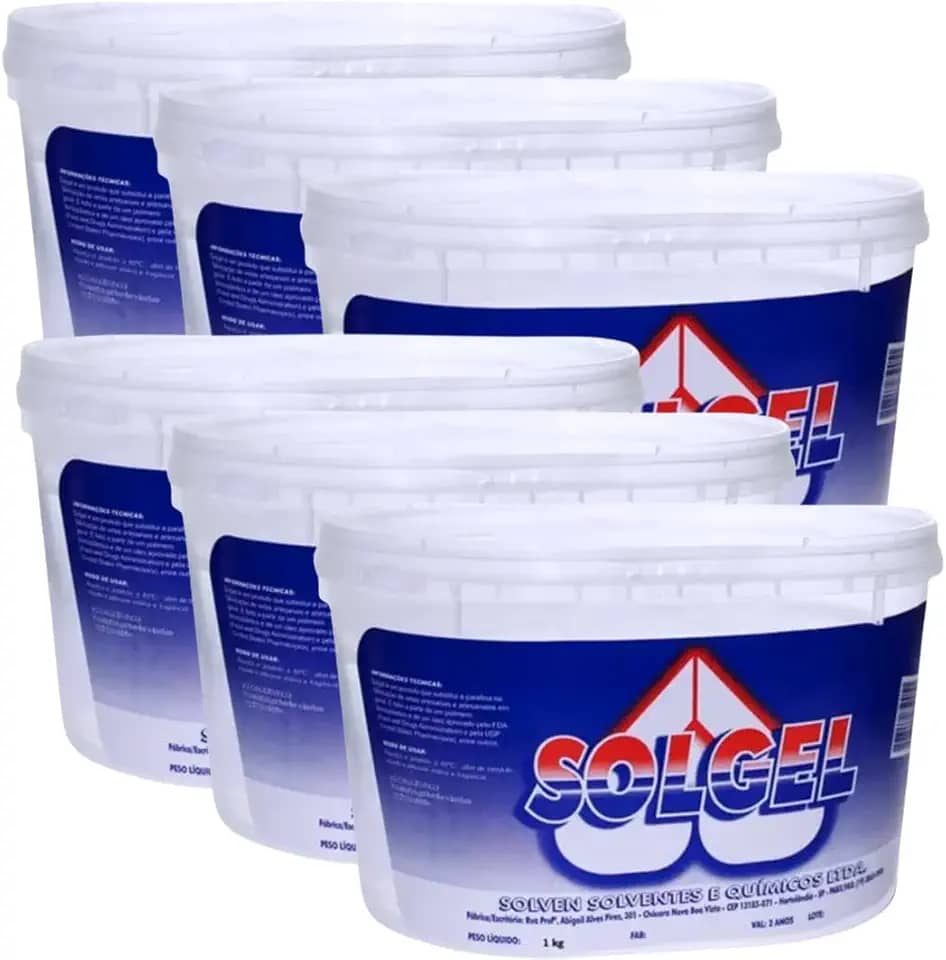 Kit 6 Potes Solgel Solven Original Parafina Gel P/Velas Cristalinas 1kg cada