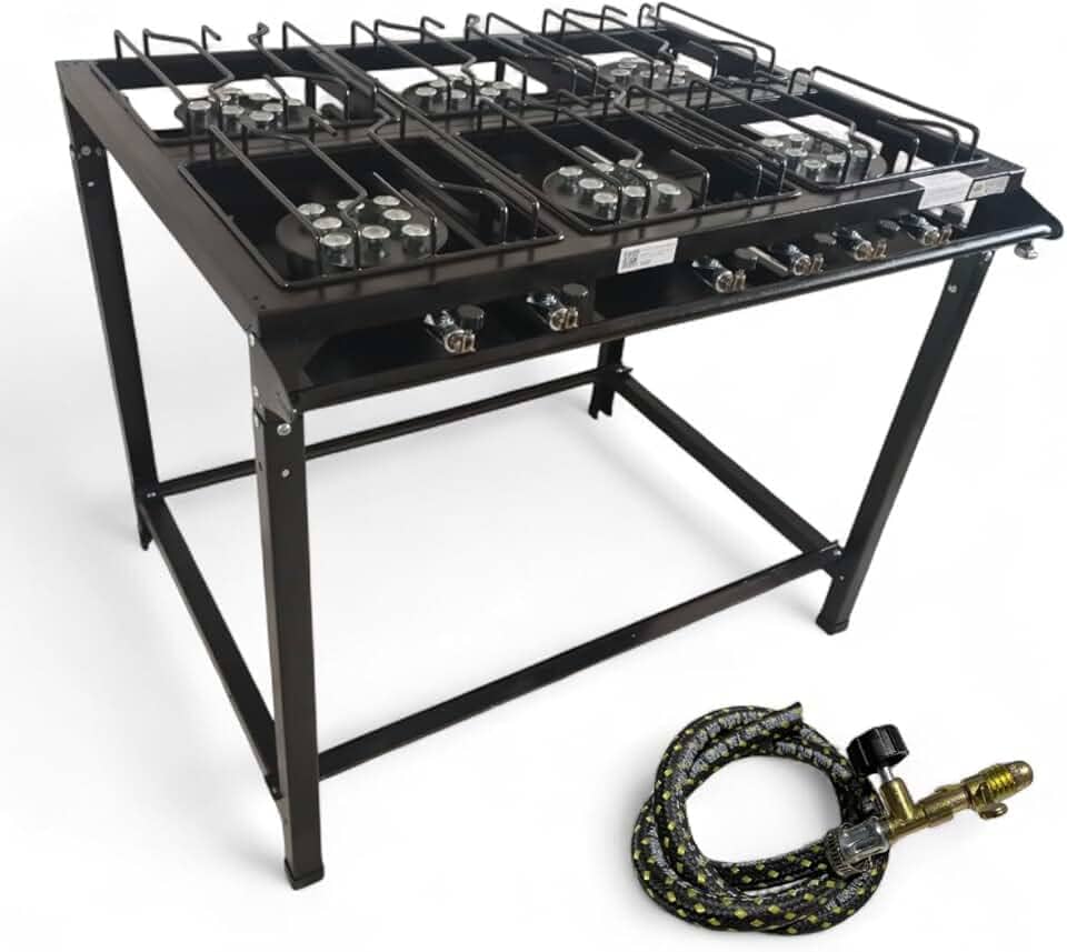 Fogão Industrial Completo 6 Bocas Alta Pressão – Mangueira, Registro e Estrutura Reforçada
