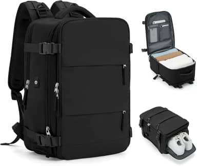 [Assista o Vídeo] Mochila Viagem Avião Low Cost Compartimento Para Sapatos Compartimento Para Notebook Usb Bolso Para Objetos úmidos (PRETO) CODATECH