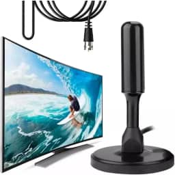 Antena Digital TV Interna Externa Amplificada HDTV 4K UHF | VHF | FM, Resistente A Água, Compatível Com Samsung, LG, Philco, APC, Philips, Smart TV, Led, LCD, 3D, Cabo 5 Metros, Com Imã.