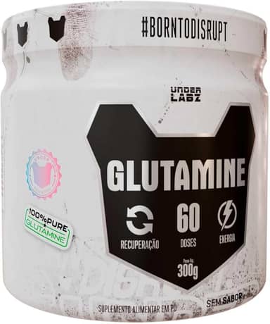 Glutamine Born to Disrupt | Under Labz | Linha Essentials (300g) 60 porções | Recuperação Muscular, Apoio Imunológico e Função Intestinal – Glutamina Pura | Suplemento para Performance e Saúde Diária