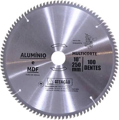 Disco Serra Circular 250mm 100 Dentes Para Alumínio Mdf