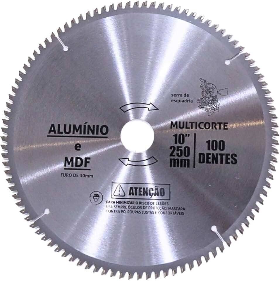 Disco Serra Circular 250mm 100 Dentes Para Alumínio Mdf