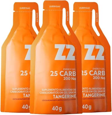 Z2+ Energy Gel Sabor Tangerina - Suplemento Alimentar de Carboidratos em Gel Líquido para Atletas de Alto Rendimento - Linha Gameday - Box 03 Sachês 40g Cada