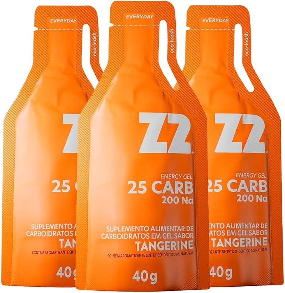 Z2+ Energy Gel Sabor Tangerina - Suplemento Alimentar de Carboidratos em Gel Líquido para Atletas de Alto Rendimento - Linha Gameday - Box 03 Sachês 40g Cada