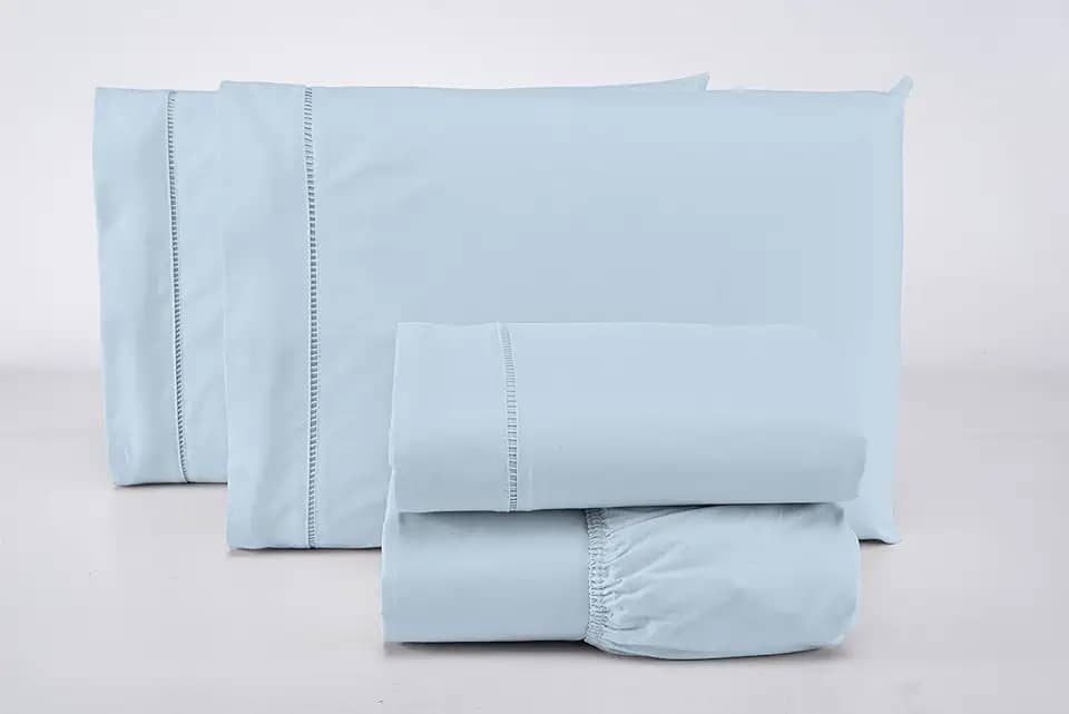 Jogo Lençol Casal 3 Peças 400 Fios 100% Algodão Premium (Azul)