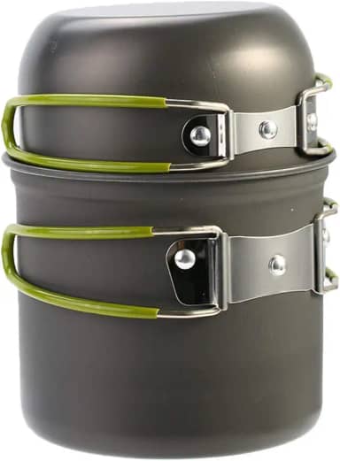 Conjunto de panelas de camping leve, durável e resistente a altas temperaturas Conjunto de panela portátil com bolsa de armazenamento para sobrevivência em acampamento ao ar livre