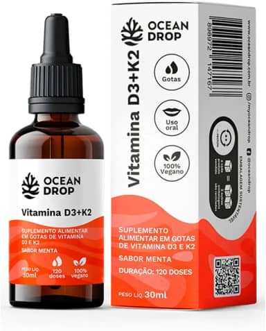 Suplemento Alimentar em Gotas de Vitamina D3 e K2 Sabor Menta Ocean Drop