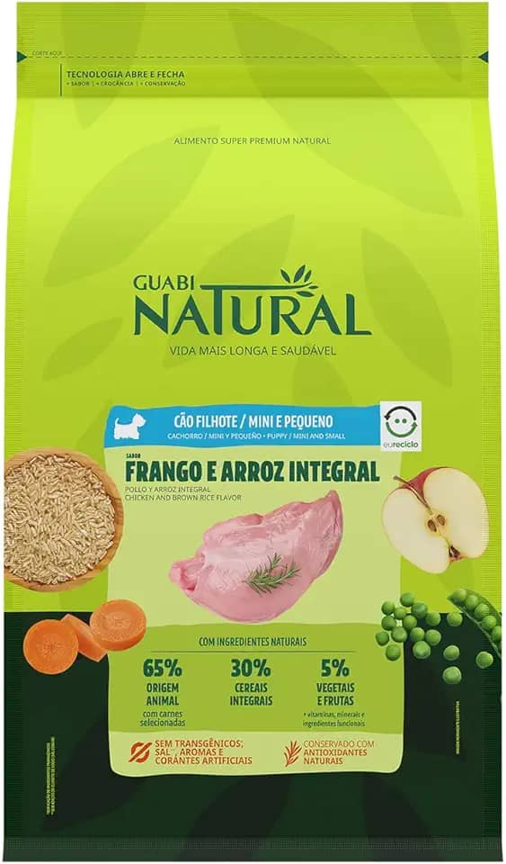 GUABI NATURAL CAO FILHOTE MINI PEQUENO FRANGO E ARROZ 2,5kg