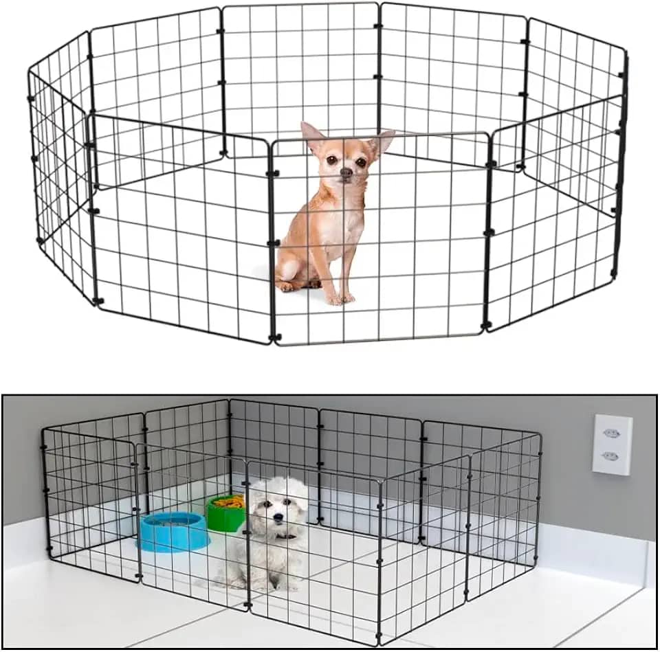 Cercadinho Pet Dobravel Móvel Articulado Cachorro Pequeno Porte Gato 10 Telas 30cm Preto