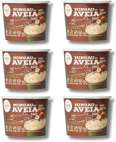 Mingau de Aveia Duplo Chocolate Com Avelã, Sem Açúcar Sem Glúten, Sem Leite e Vegano - 06 UNIDADES (pronto em 05 minutos)
