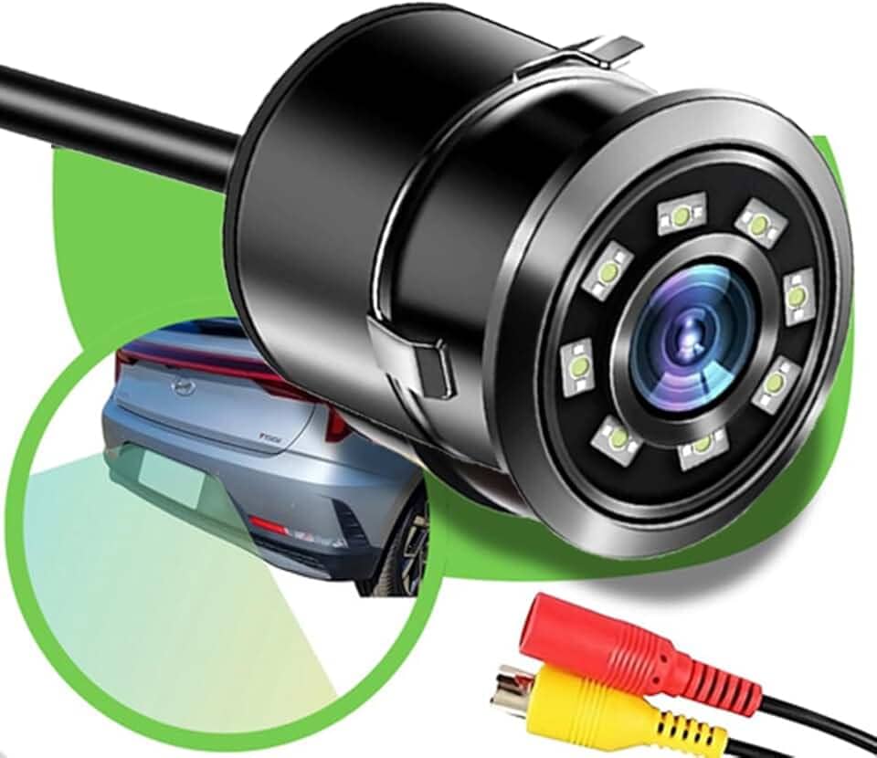 Câmera de Ré Automotiva HD 720p 8 LEDs Infravermelho Visão Noturna 170° Grande Angular à Prova d’Água Universal 12V para Carros