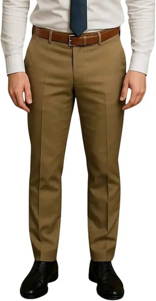 Calça Social Masculina Slim Oxford Calça de Terno Social Marrom Esverdeado