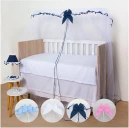 Mosquiteiro de Fita c/Laço Para Berço Quarto de Bebê Menina Menino 01 Peça (Marinho)